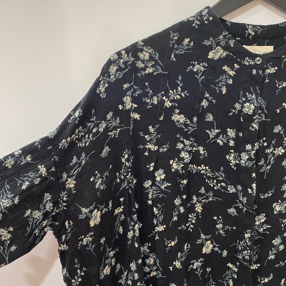 Denim & Supply Ralph Lauren Black floral dolman sleeve tunic top sz M - Picture 3 of 14